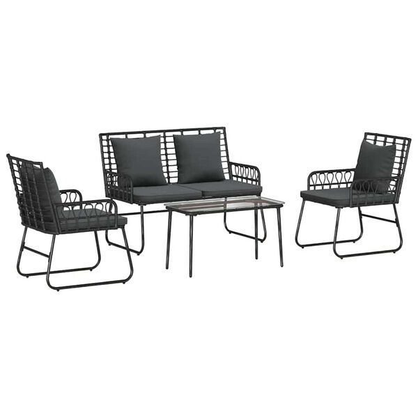 vidaXL Set vrtn furniture z blazino 4 pcs Črna in anthracit