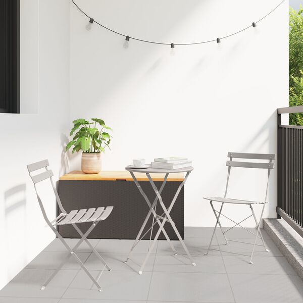 vidaXL Zložljiv bistro set 3 pcs Bež Jeklo