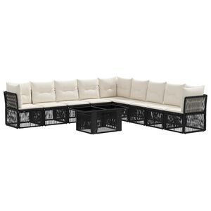 vidaXL Vrtna sedežna garnitura 10 kos Črna 100 x 55 x 73 cm poli ratan