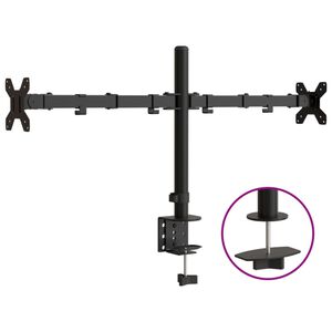 vidaXL Dvojni nosilec za monitor črno jeklo VESA 75/100 mm