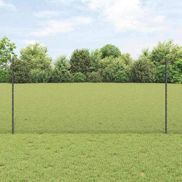 vidaXL Ograja s stebrom Siva 1,2 x 25 m Jeklo in PVC