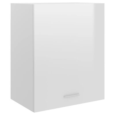 vidaXL Viseča omarica visok sijaj bela 50x31x60 cm iverna plošča