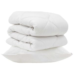vidaXL Odeja z blazino 2 pcs Bela Mikrovlakna