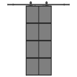vidaXL Drsna vrata z opremo črna 76x205 cm kaljeno steklo