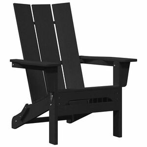 vidaXL Zložljiva Adirondack stol Črna 80,5 x 74,5 x 92 cm HDPE