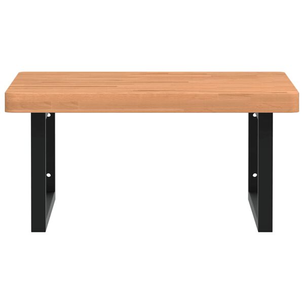 vidaXL Stenska polica za umivalnik jeklo in trdna bukovina