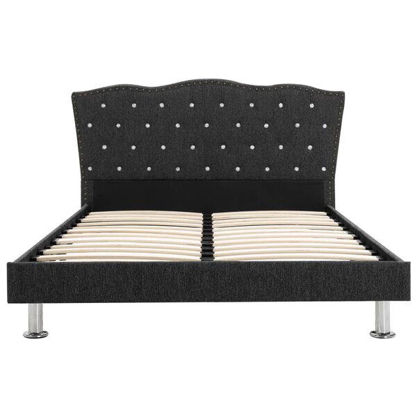 vidaXL Postelja z vzmetnico temno sivo blago 140x200 cm