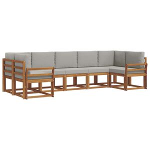vidaXL Zunanja garnitura za sedenje 7 pcs Naravna in svetlo siva