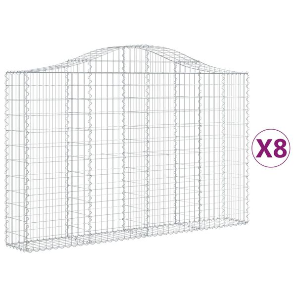 vidaXL Obokane gabion košare 8 kosov 200x30x120/140cm pocinkano železo