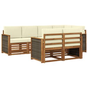 vidaXL Kotna sedežna garnitura z blazino 6 pcs Naravna in smetana