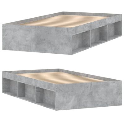 vidaXL Posteljni okvir betonsko siv 90x190 cm
