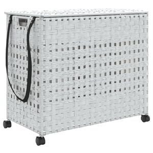vidaXL Ko&scaron;ara za perilo s kolesi bela 66x35x60 cm ratan