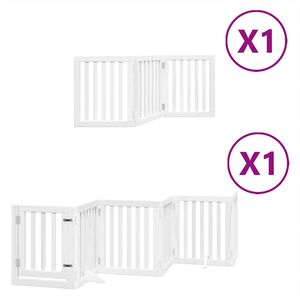 vidaXL Ograda za pse z vrati zložljiva 9 panelov bela 450 cm les