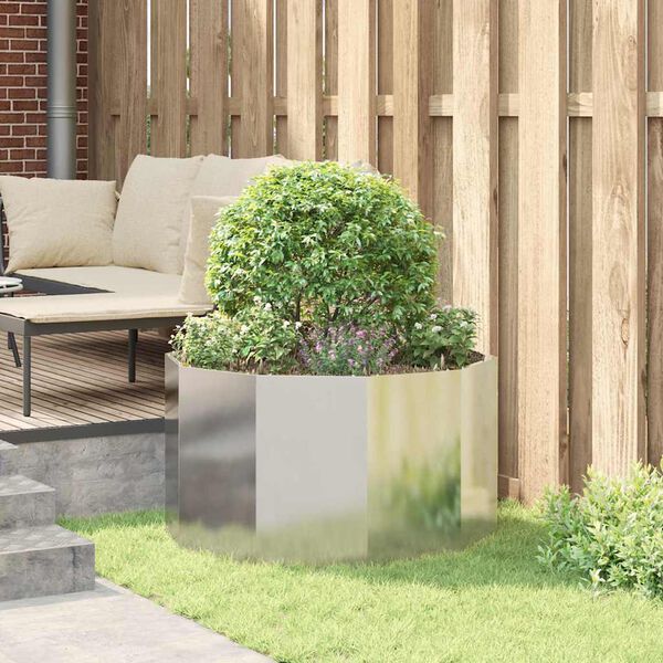 vidaXL Cvetlično korito srebrna 90 x 90 x 50 cm Cinkana jeklena