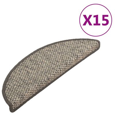 vidaXL Samolepilne preproge za stopnice sisal 15 kosov 65x25 cm antra.