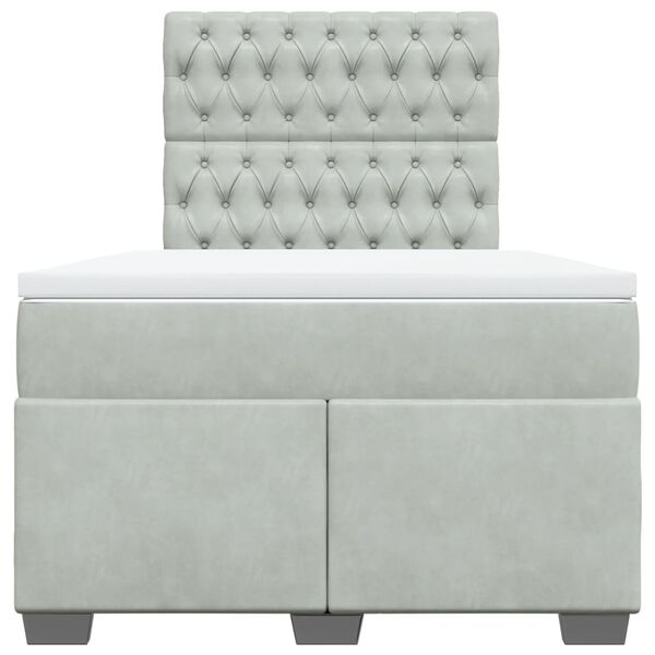 vidaXL Box spring postelja z vzmetnico svetlo siva 120x190 cm žamet