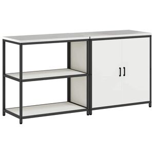 vidaXL Kuhinjski set za shranjevanje z vrati 2 pcs Bela Mlinjeni jeklo