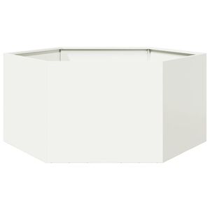 vidaXL Vrtno korito bela &scaron;estkotnik 104x90x45 cm jeklo