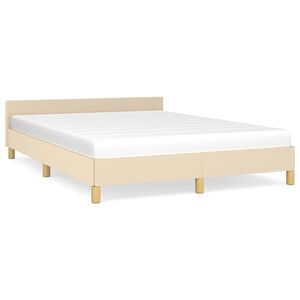 vidaXL Posteljni okvir brez vzmetnice krem 140x190 cm blago