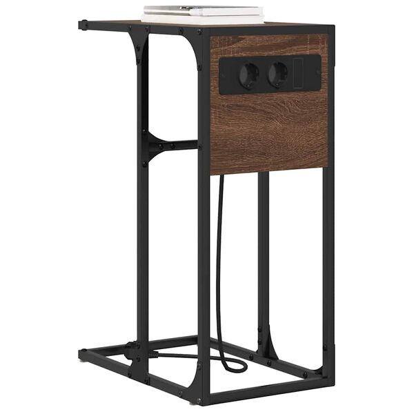 vidaXL Nočna omarica Rjav hrast 41,5 x 26 x 60,5 cm Konstruiran les