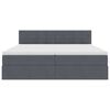 vidaXL Postelja z LED lučmi z vzglavjem Temno siva 200 x 200 cm Žamet