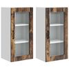 vidaXL Stenski stekleni omarica PORTO 2 pcs Dimljeni oreh