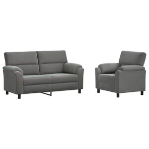 vidaXL Kavčna garnitura 2 pcs Temno siva Žamet