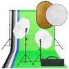 vidaXL Komplet za foto studio z lučmi, ozadjem in odbojnikom