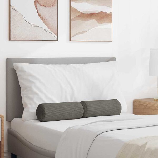 vidaXL Blazine 2 pcs Svetlo siva Ø 15 x 40 cm Žametna tkanina