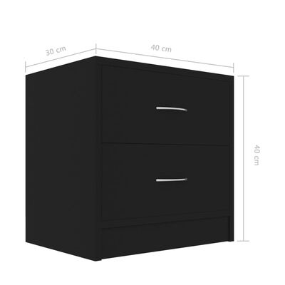 vidaXL Nočne omarice 2 kosa črne 40x30x40 cm iverna plošča