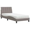 vidaXL Postelja z vzmetnico Hanko taupe 80x200 cm blago