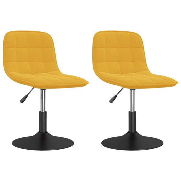 vidaXL Vrtljivi jedilni stoli 2 kosa gorčično rumen žamet