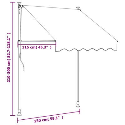 vidaXL Zložljiva tenda krem 150x150 cm tkanina in jeklo