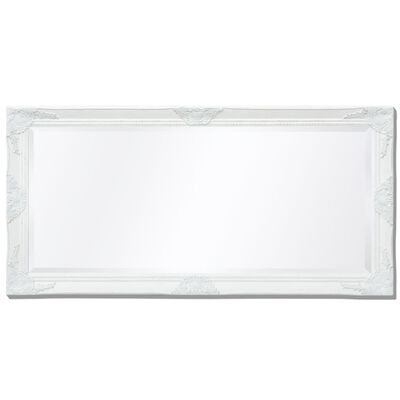 vidaXL Stensko Ogledalo Baročni Stil 120x60 cm Bele Barve