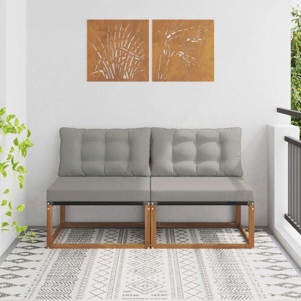 vidaXL 2 Kos Srednji zunanji kavč Masiven les akacije Naravna