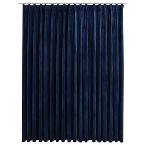 vidaXL Zatemnitvena zavesa z obe&scaron;ali žametna temno modra 290x245 cm