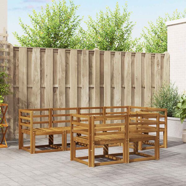 vidaXL Zunanja garnitura za sedenje z blazino 7 pcs Naravna in bež