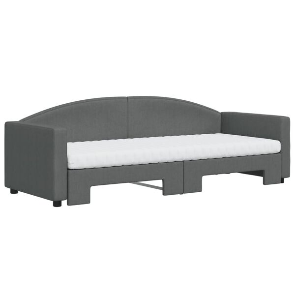 vidaXL Izvlečna dnevna postelja z vzmetnico tem. siva 80x200 cm blago