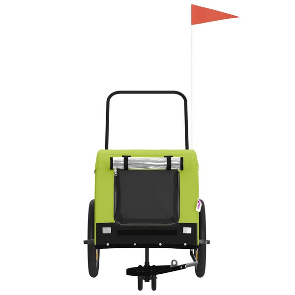 vidaXL Kolesarska prikolica za hi&scaron;ne ljubljenčke zelena in črna