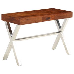vidaXL Pisalna miza iz trdnega akacijevega lesa medena 110x50x76 cm
