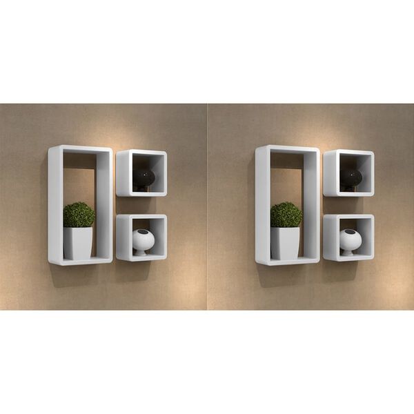 vidaXL Stenske police v obliki kocke 6 kosov bele