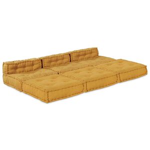vidaXL Modularna sedežna enota Blago Rumena 210 x 140 x 56 cm