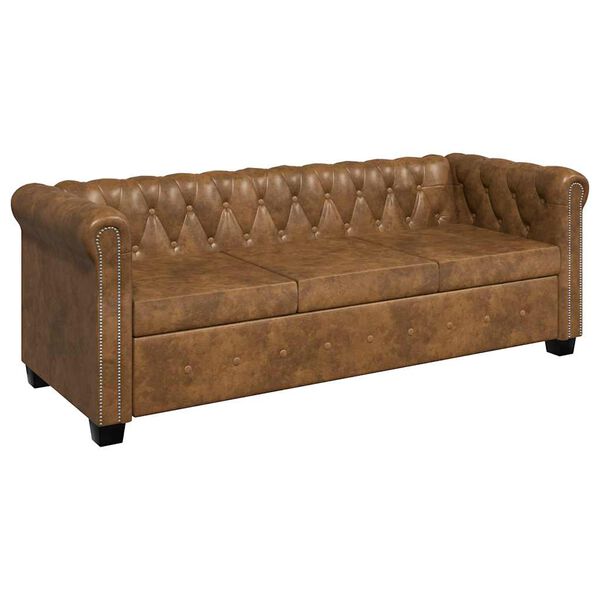 vidaXL Chesterfield kavč dvosed in trosed rjave barve