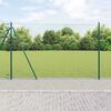 vidaXL Ogrodje s stebri Zelena 1.5 x 25 m Jeklo s PVC premazom