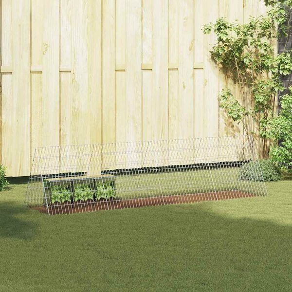 vidaXL Kletka za zajce srebrna 650 x 55 x 55 cm Cinkana jeklena