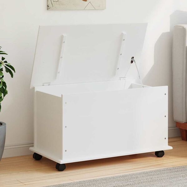 vidaXL Skrinja za shranjevanje s kolesi bela ALTA 73x39,5x43 cm