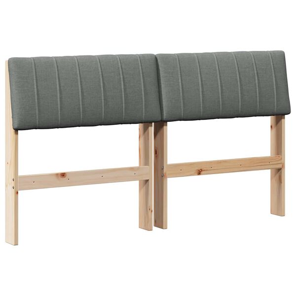 vidaXL Tapecirano vzglavje Temno siva 140 cm Masivno borovo les