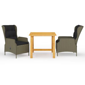 vidaXL Vrtna jedilna garnitura 3-delna rjava