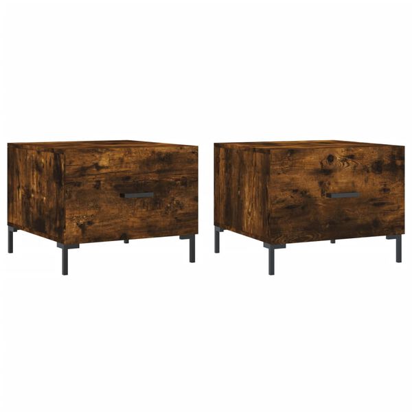 vidaXL Klubske mizice 2 kosa dimljeni hrast 50x50x40 cm inženirski les