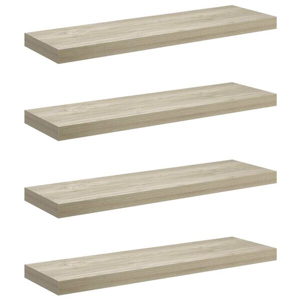 vidaXL Stenske police 4 kosi barva hrasta 80x23,5x3,8 cm MDF